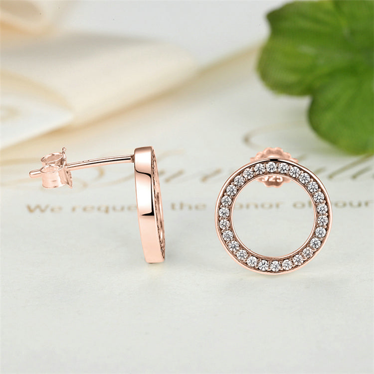 Sterling Silver Glowing Circle Stud Hypoallergenic Earrings