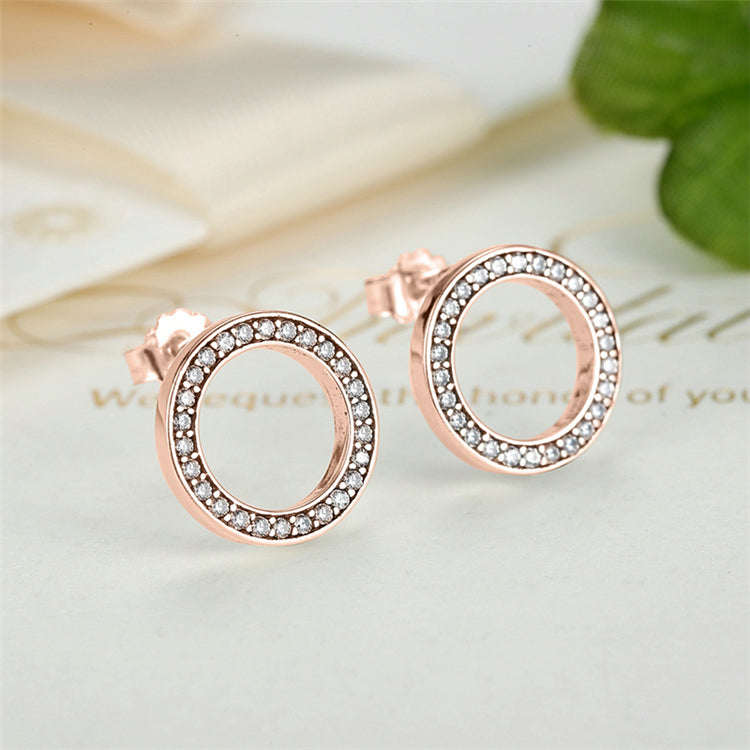 Sterling Silver Glowing Circle Stud Hypoallergenic Earrings