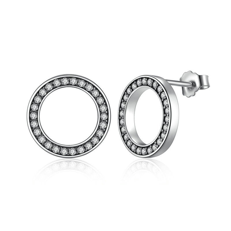 Sterling Silver Glowing Circle Stud Hypoallergenic Earrings