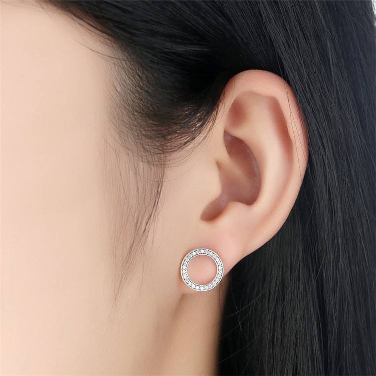 Sterling Silver Glowing Circle Stud Hypoallergenic Earrings