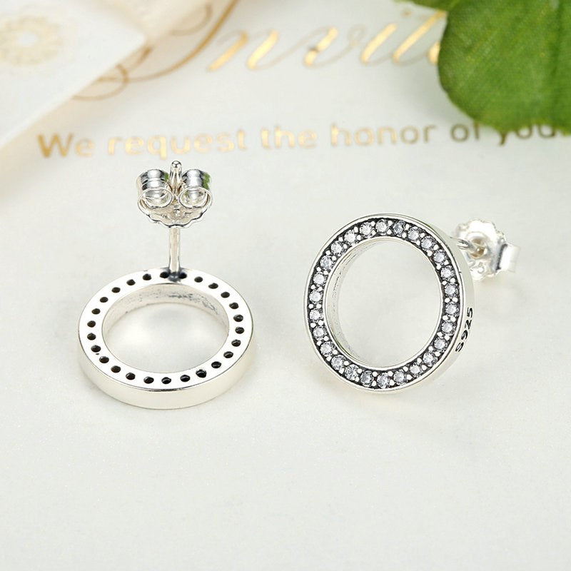 Sterling Silver Glowing Circle Stud Hypoallergenic Earrings