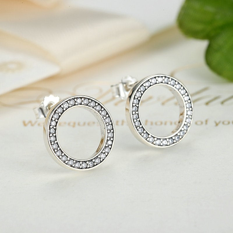 Sterling Silver Glowing Circle Stud Hypoallergenic Earrings