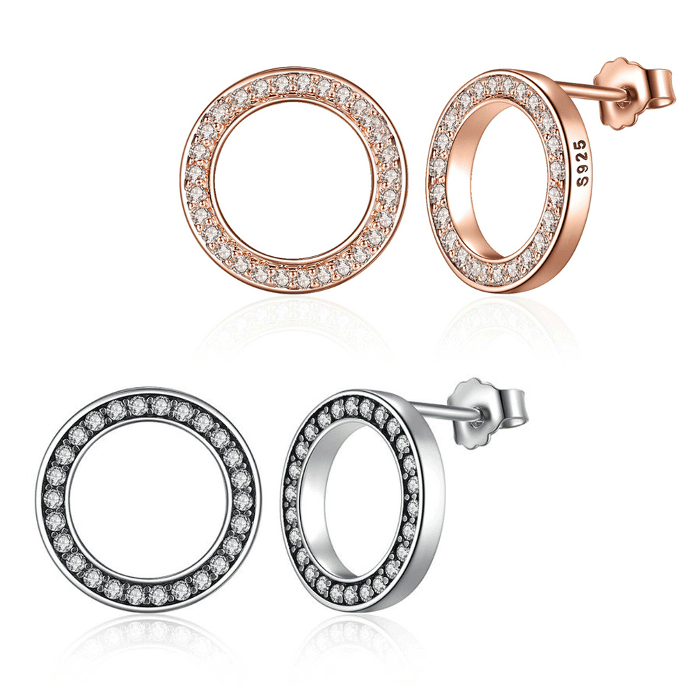 Sterling Silver Glowing Circle Stud Hypoallergenic Earrings