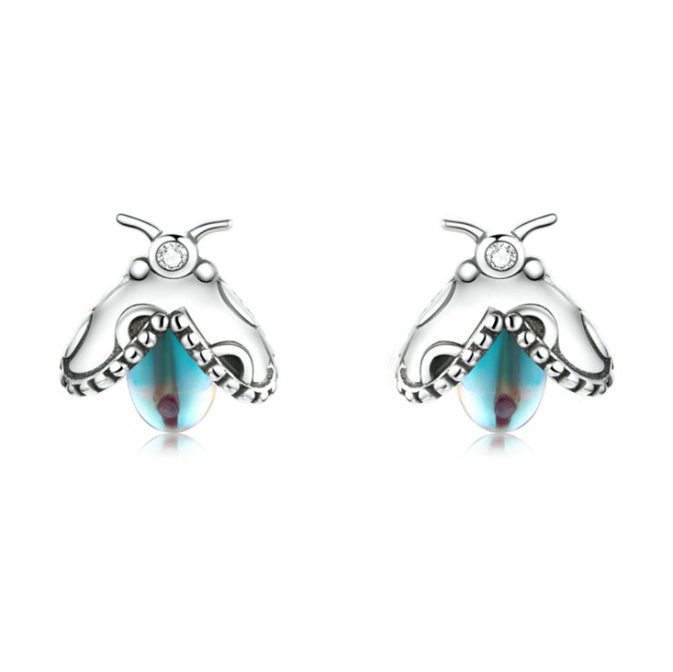 Sterling Silver Shiny Beetle Stud Hypoallergenic Earrings