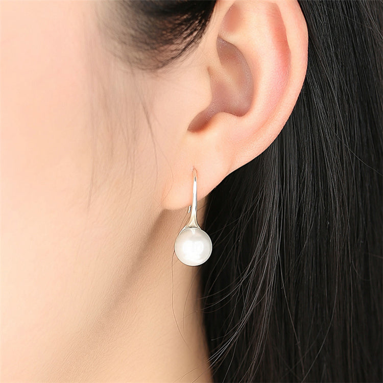 Sterling Silver Elegant Pearl Hook Hypoallergenic Earrings