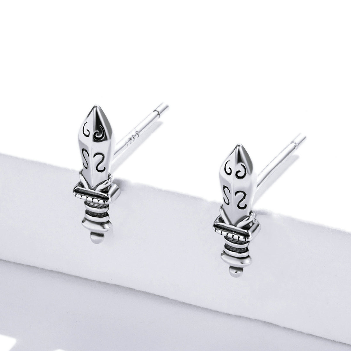 Sterling Silver Dagger Stud Hypoallergenic Earrings