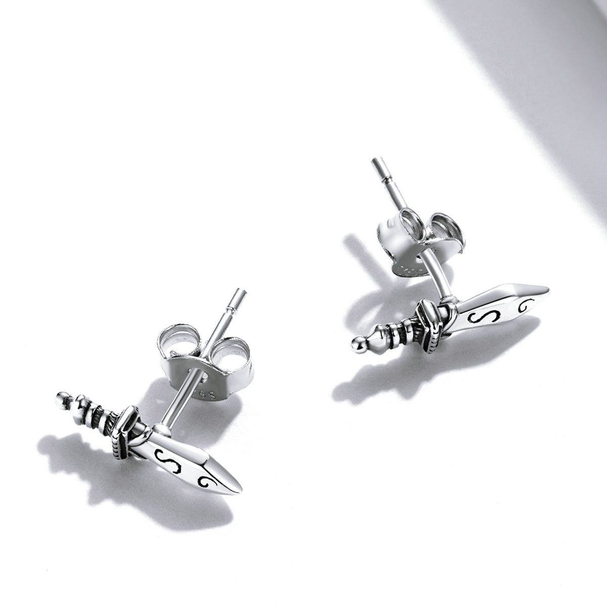 Sterling Silver Dagger Stud Hypoallergenic Earrings