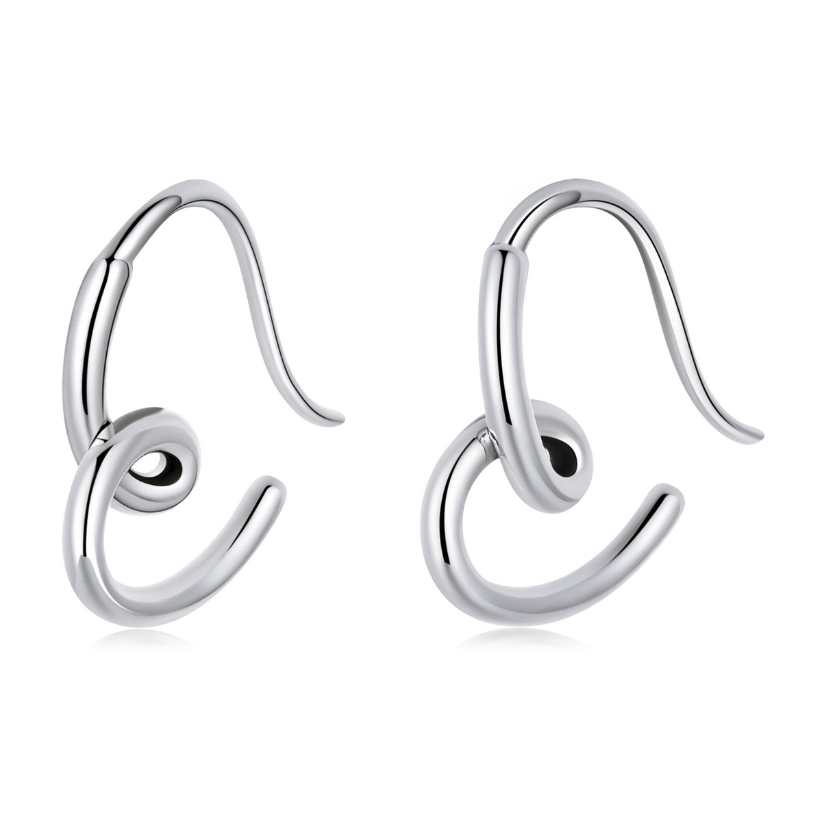 Sterling Silver Simple Heart Hook Hypoallergenic Earrings