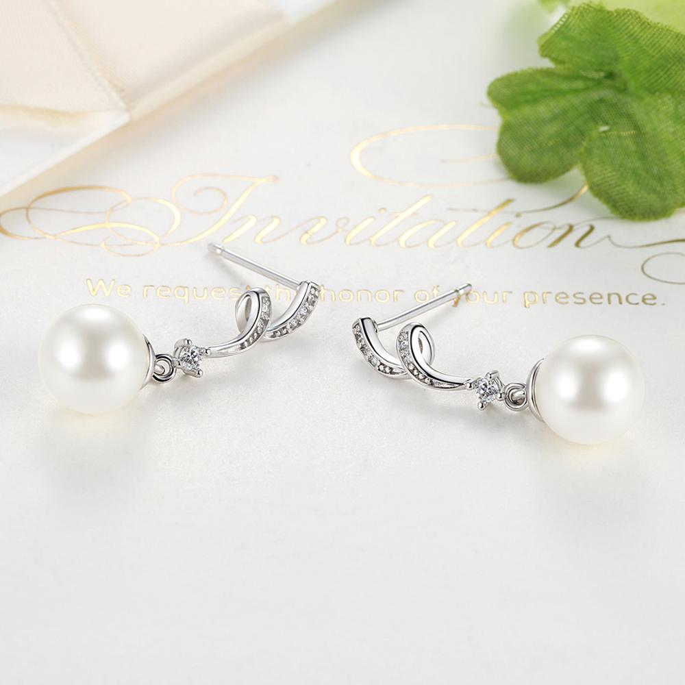 Sterling Silver Stylish Pearl Stud Hypoallergenic Earrings