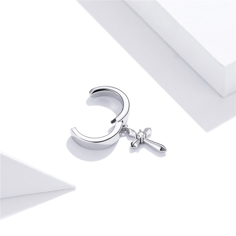 Sterling Silver Divine Cross Hypoallergenic Ear Cuff (Single)