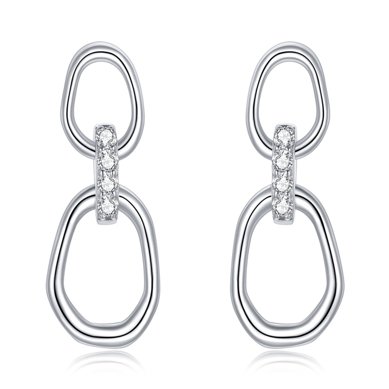 Sterling Silver Buckles Drop Stud Hypoallergenic Earrings