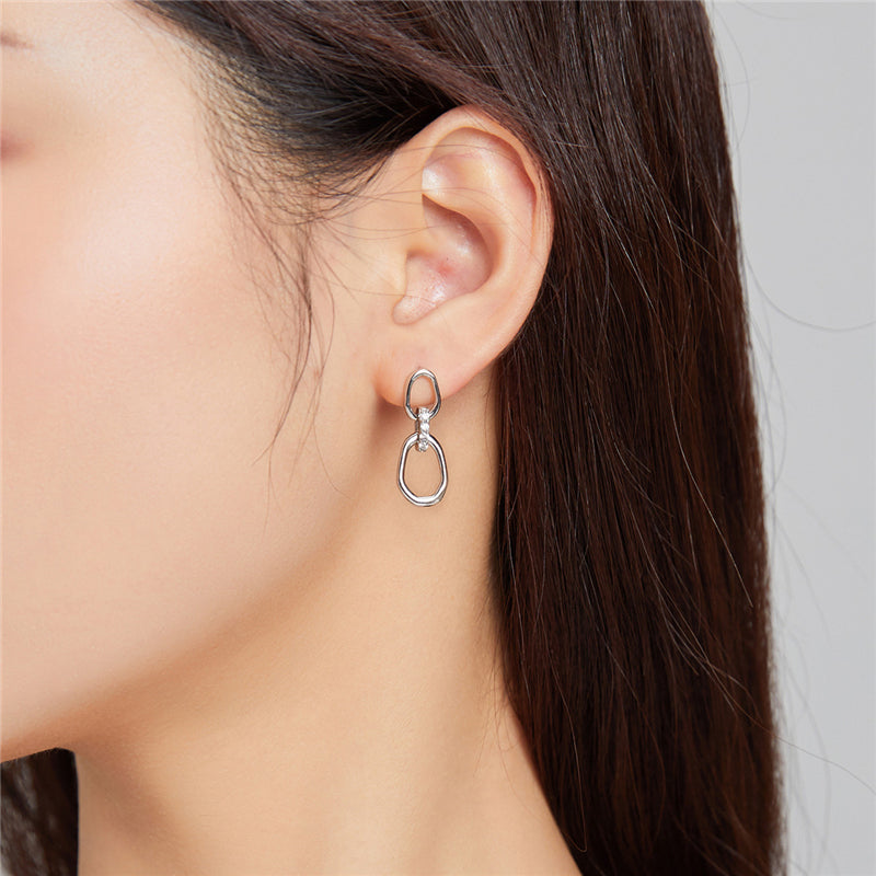 Sterling Silver Buckles Drop Stud Hypoallergenic Earrings