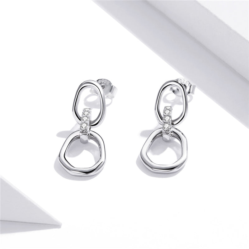 Sterling Silver Buckles Drop Stud Hypoallergenic Earrings