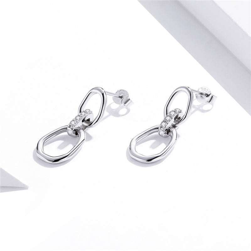 Sterling Silver Buckles Drop Stud Hypoallergenic Earrings