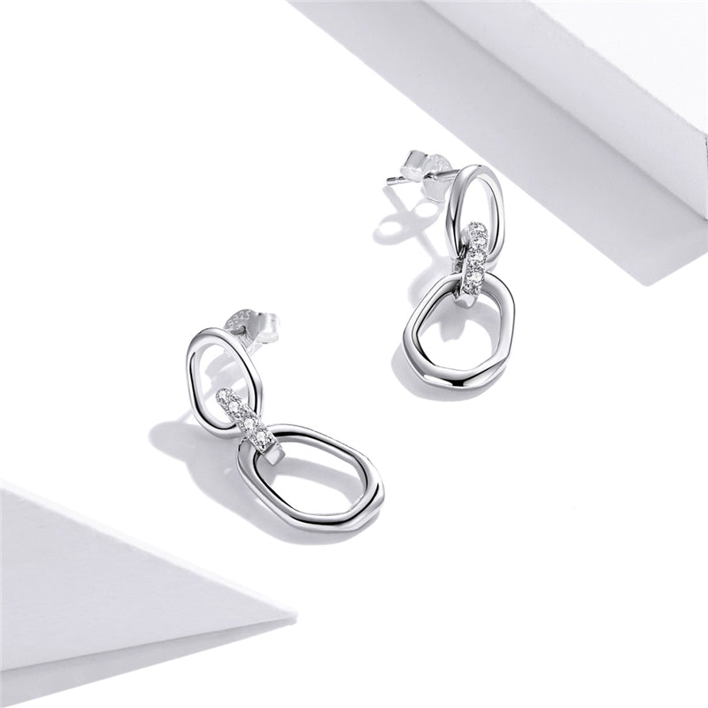 Sterling Silver Buckles Drop Stud Hypoallergenic Earrings