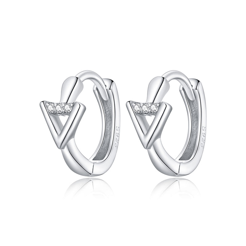 Sterling Silver Triangle Huggie Hypoallergenic Earrings