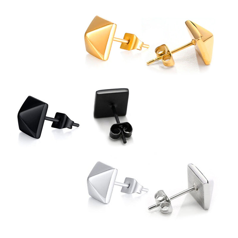 Stainless Steel 3D Triangle Stud Earrings