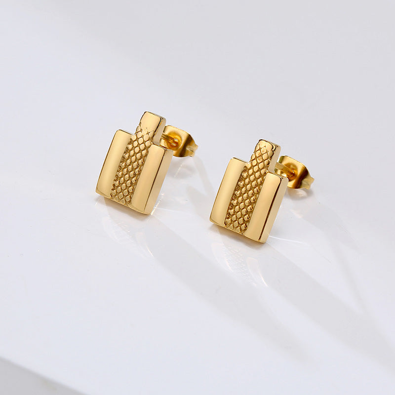 Stainless Steel Square Therapy Stud Earrings