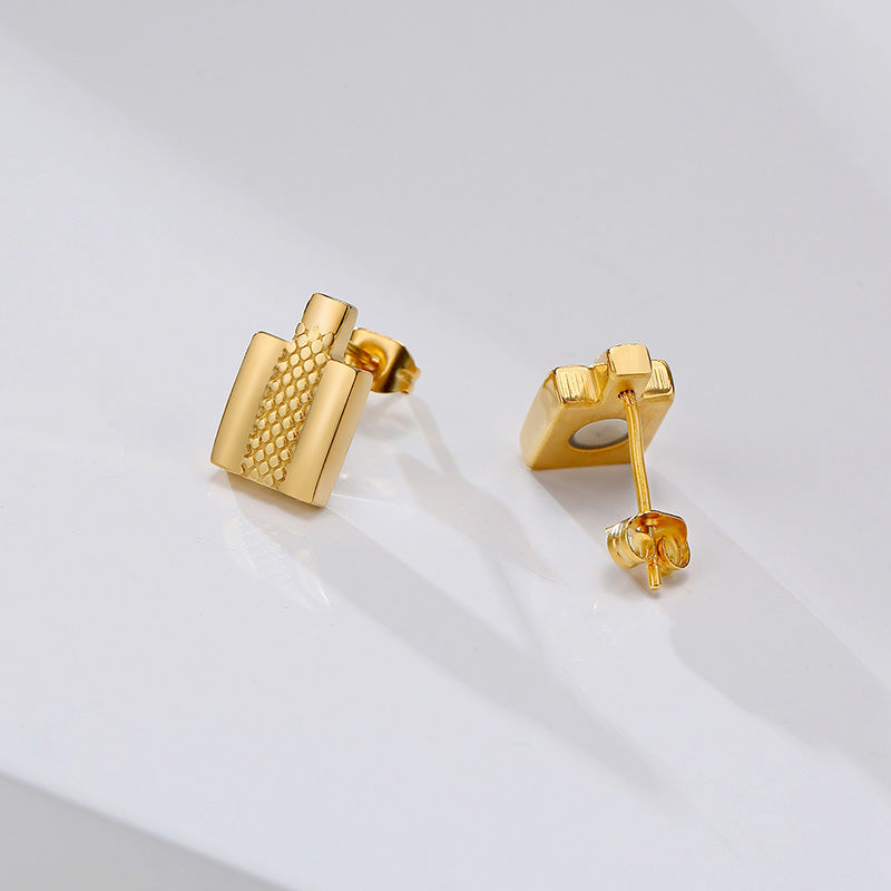 Stainless Steel Square Therapy Stud Earrings