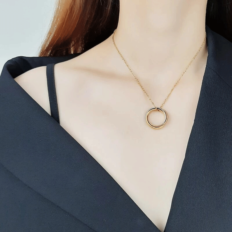 Stainless Steel Triple Circle Necklace