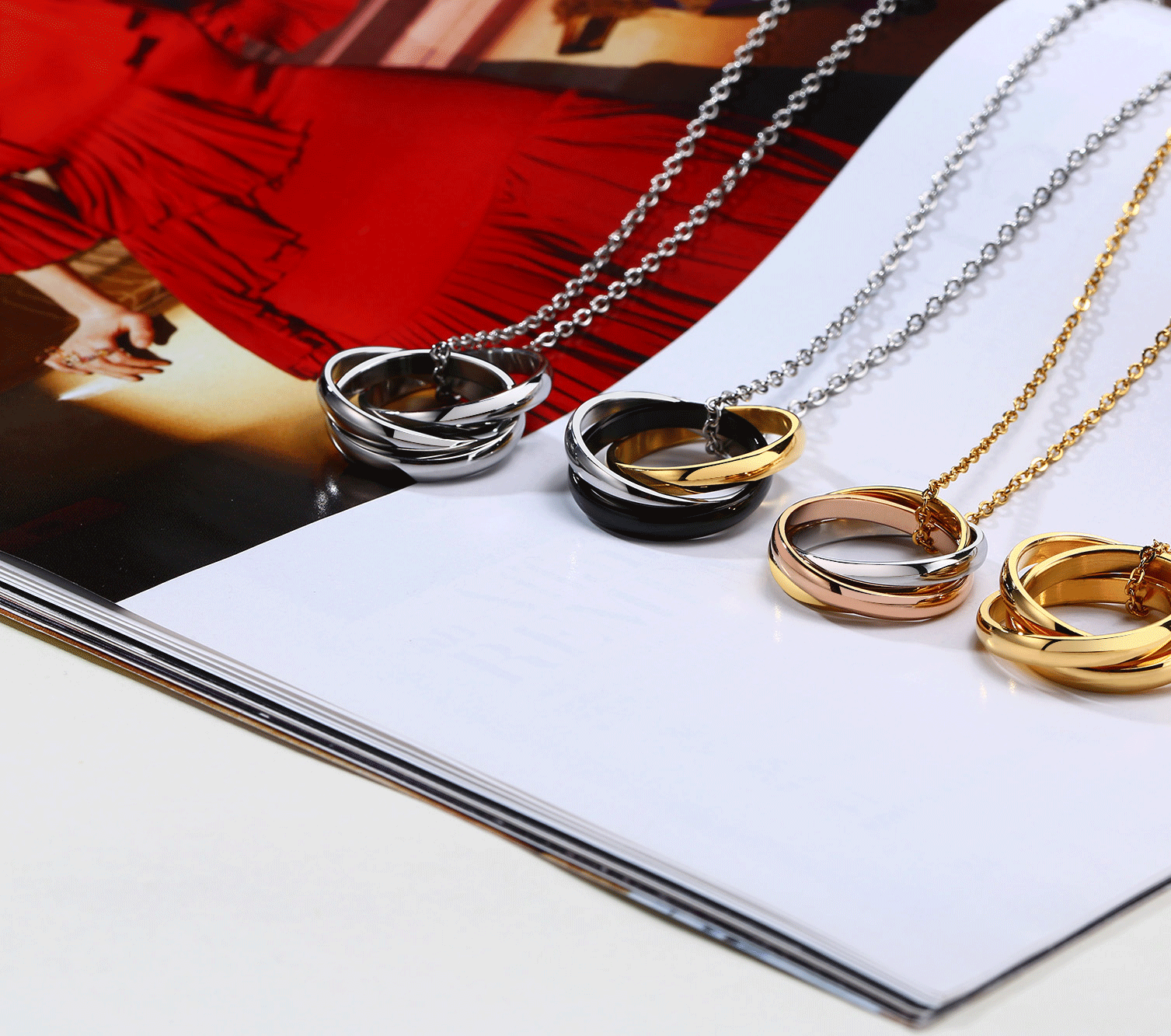 Stainless Steel Triple Circle Necklace