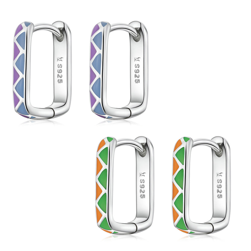 Sterling Silver Artistic Huggie Hypoallergenic Earrings