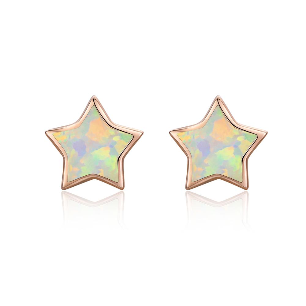 Sterling Silver Opal Star Stud Hypoallergenic Earrings