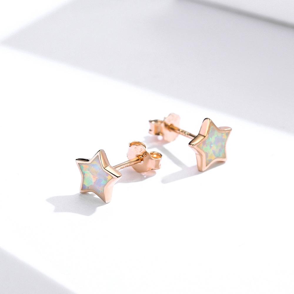 Sterling Silver Opal Star Stud Hypoallergenic Earrings