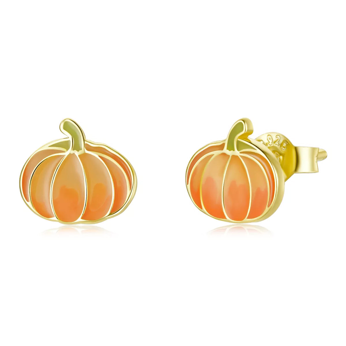 Sterling Silver Pumpkin Stud Hypoallergenic Earrings