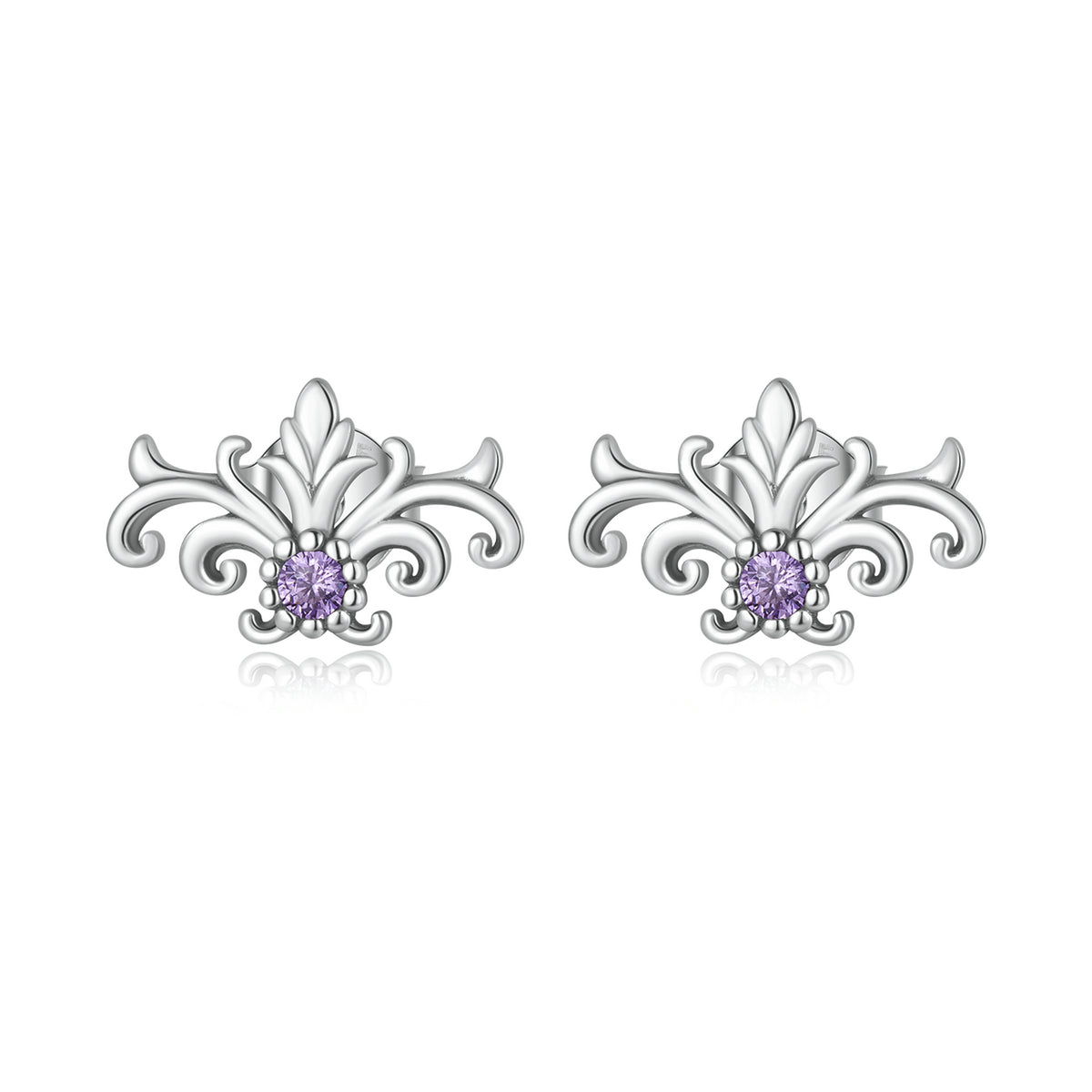 Sterling Silver Ornamental Stud Hypoallergenic Earrings