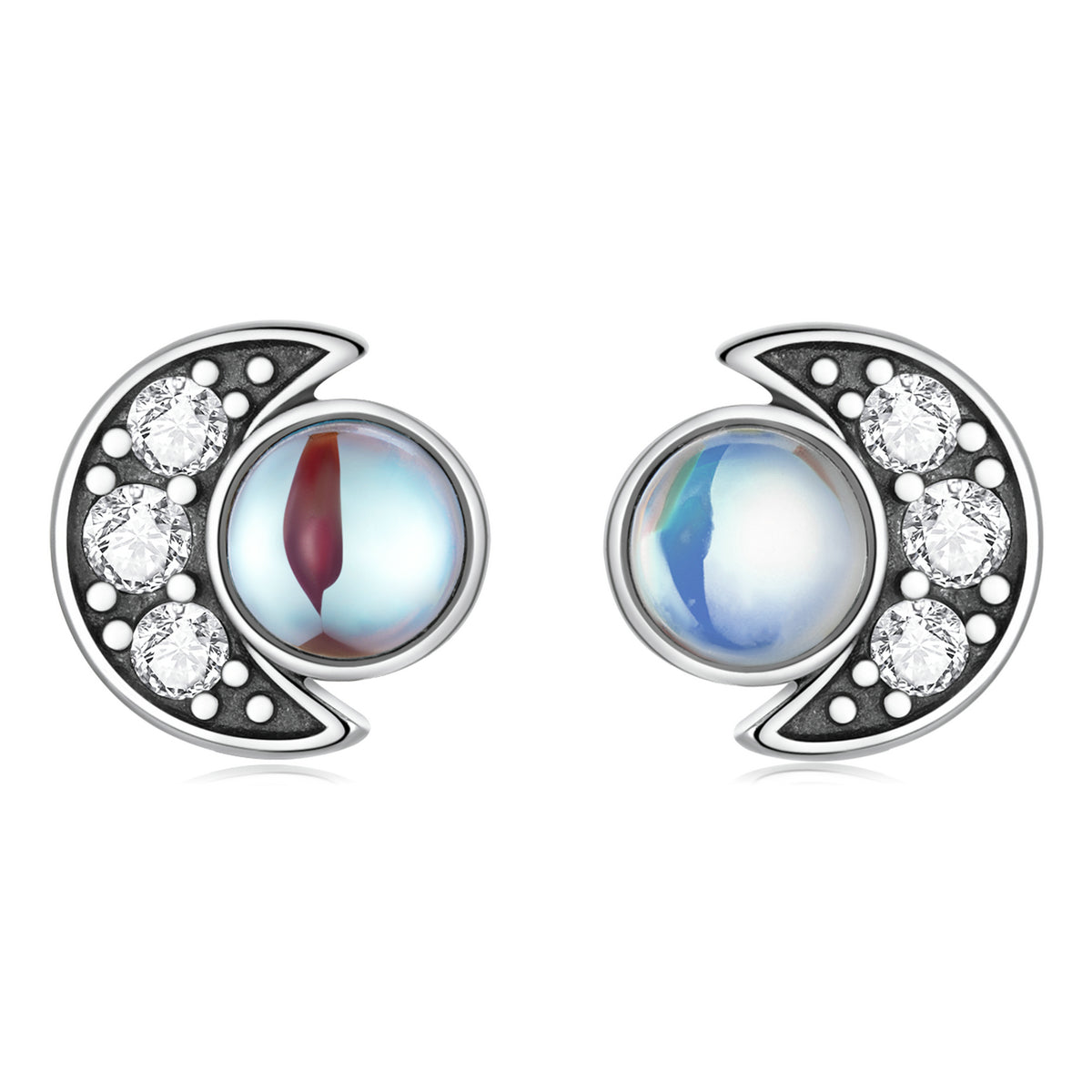 Sterling Silver Bright Moon Stud Hypoallergenic Earrings