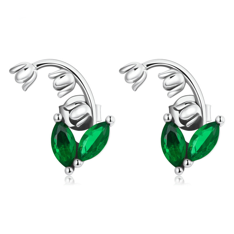 Sterling Silver Lily Of The Valley Stud Hypoallergenic Earrings
