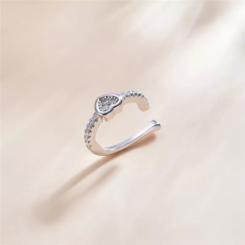 Sterling Silver Heart Hypoallergenic Ear Cuff (Single)