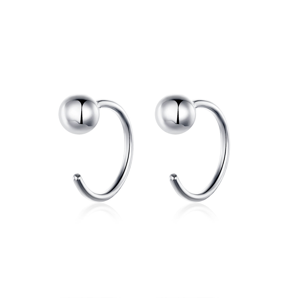 Sterling Silver Tiny Metal Sphere Hypoallergenic Hook Earrings
