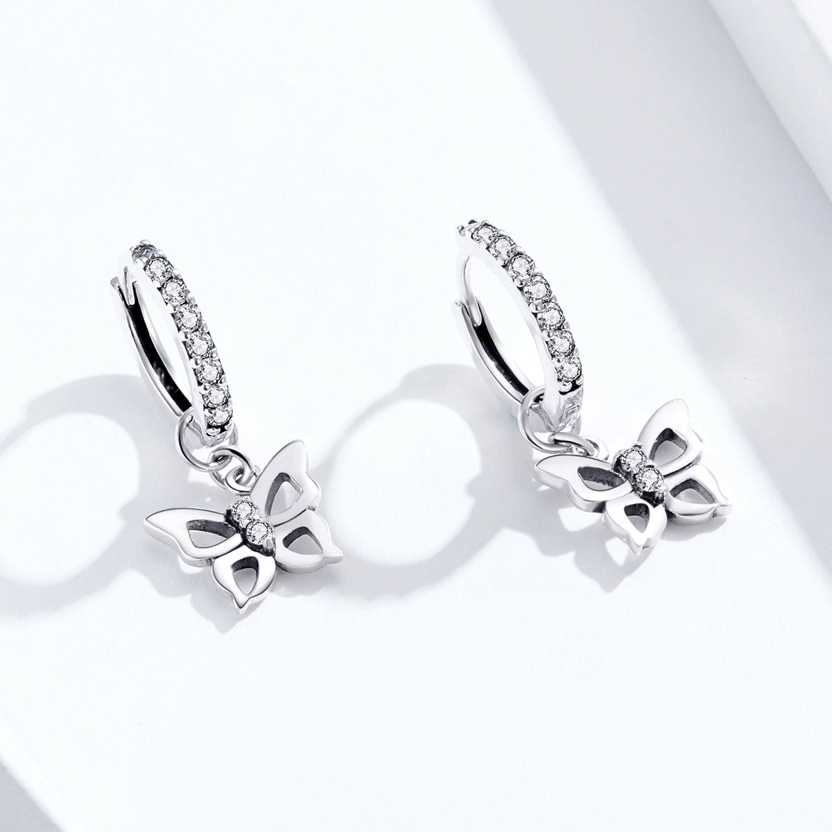 Sterling Silver Simple Butterfly Hypoallergenic Huggie Earrings