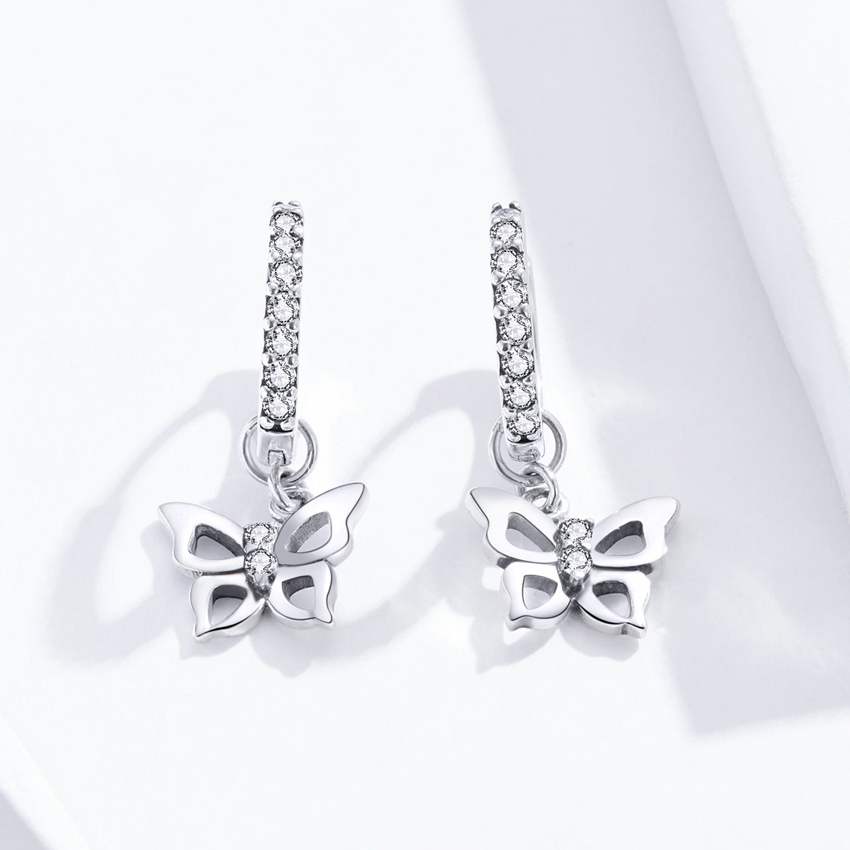 Sterling Silver Simple Butterfly Hypoallergenic Huggie Earrings