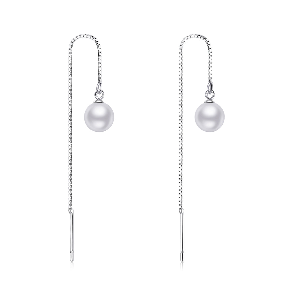 Sterling Silver Pearl Hypoallergenic Threader Earrings