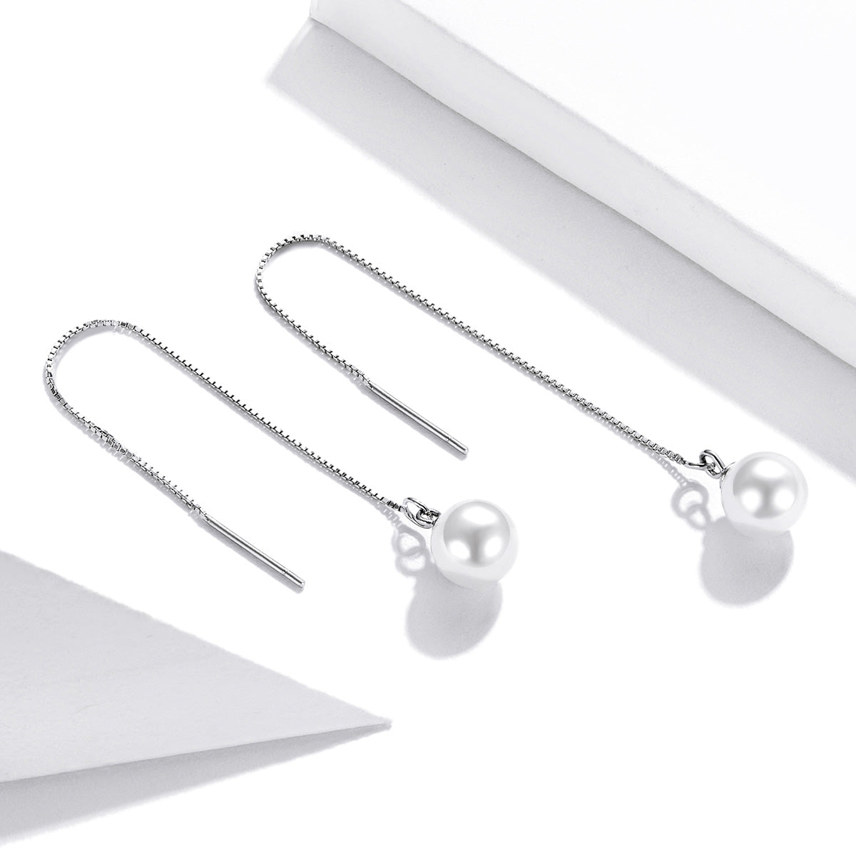 Sterling Silver Pearl Hypoallergenic Threader Earrings