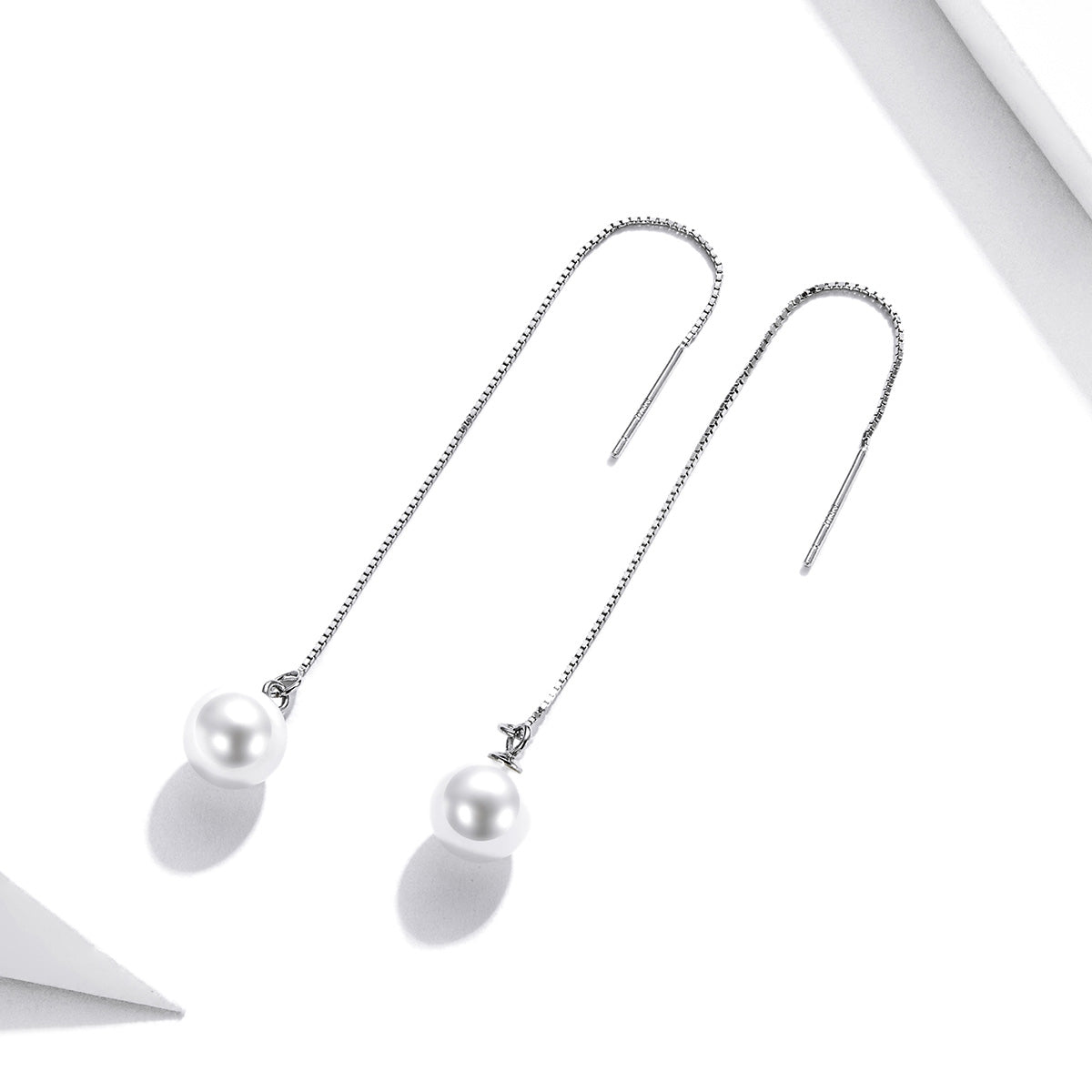 Sterling Silver Pearl Hypoallergenic Threader Earrings