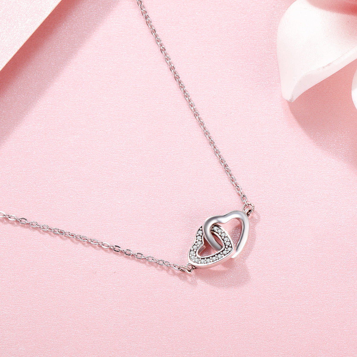 Sterling Silver Intertwined Hearts Hypoallergenic Necklace