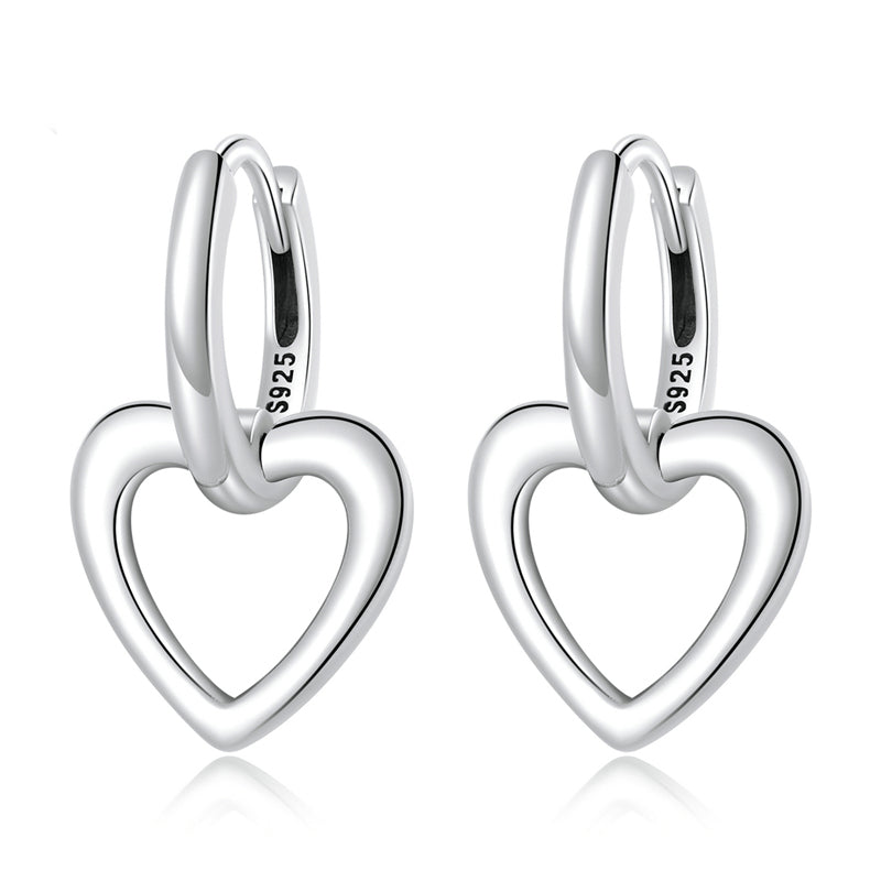 Sterling Silver Simple Love Huggie Hypoallergenic Earrings