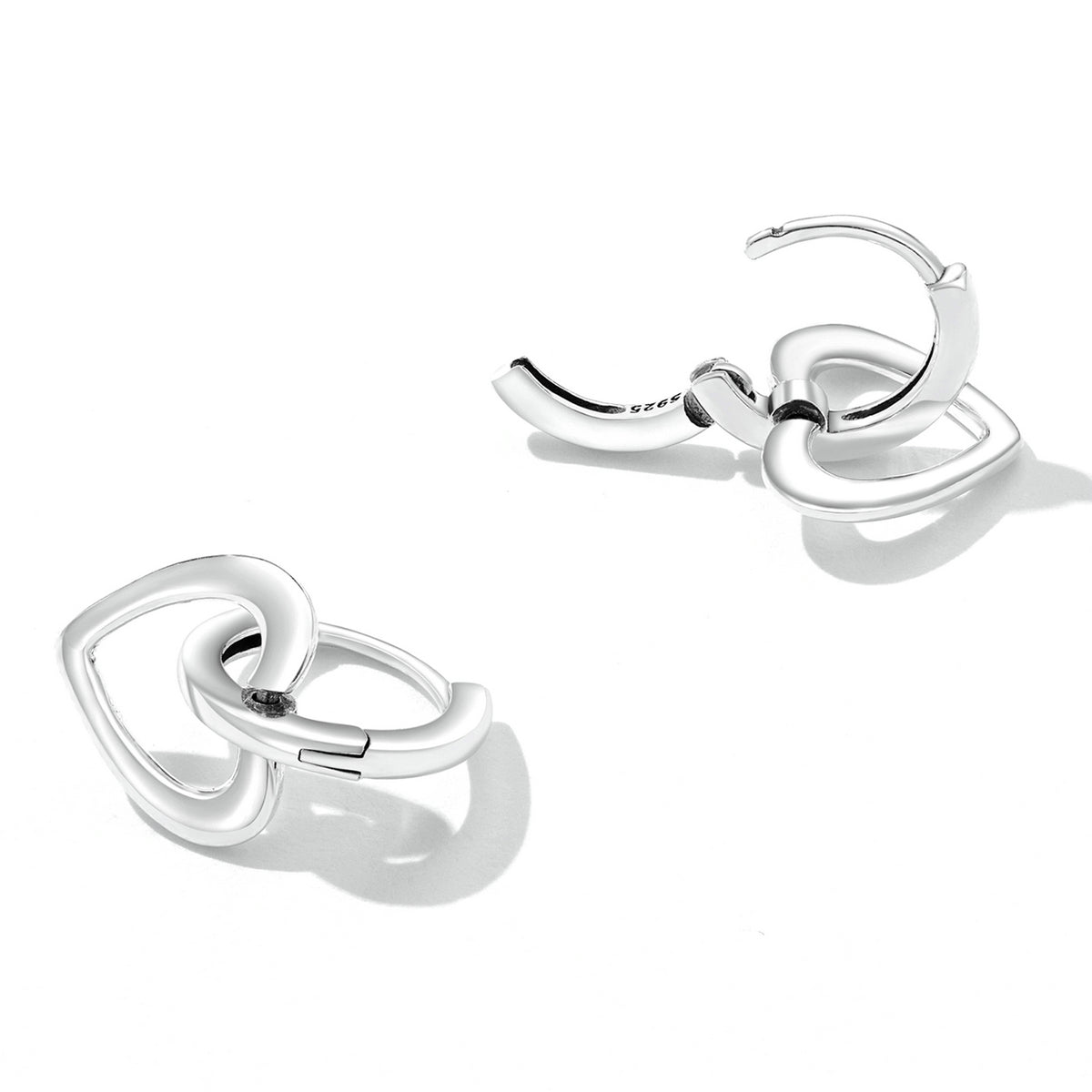 Sterling Silver Simple Love Huggie Hypoallergenic Earrings