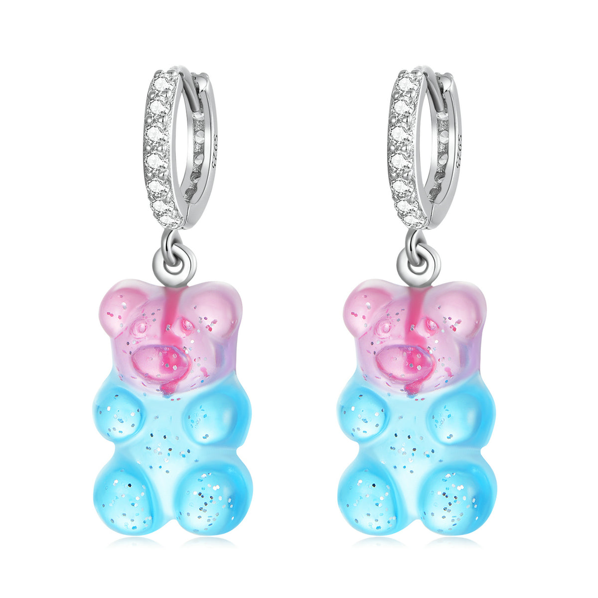 Sterling Silver Candy Bear Huggie Hypoallergenic Earrings