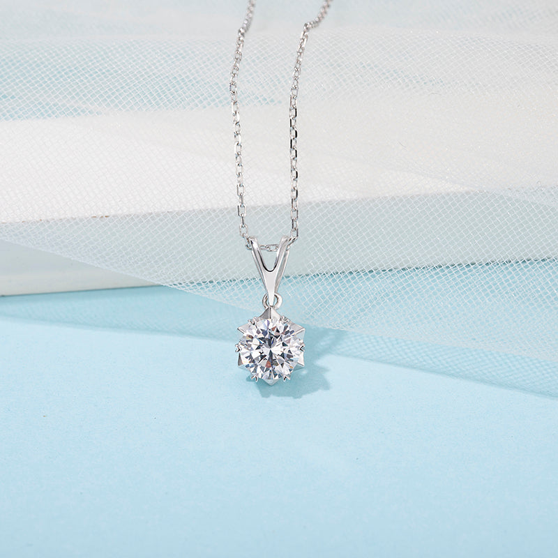 Sterling Silver Snowflake 1.0ct Moissanite Hypoallergenic Necklace