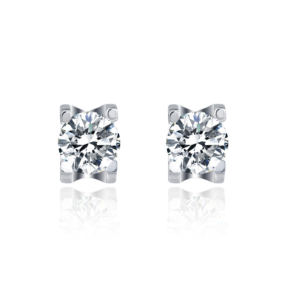 Sterling Silver ECMO4 Round 0.5ct Moissanite Stud Hypoallergenic Earrings