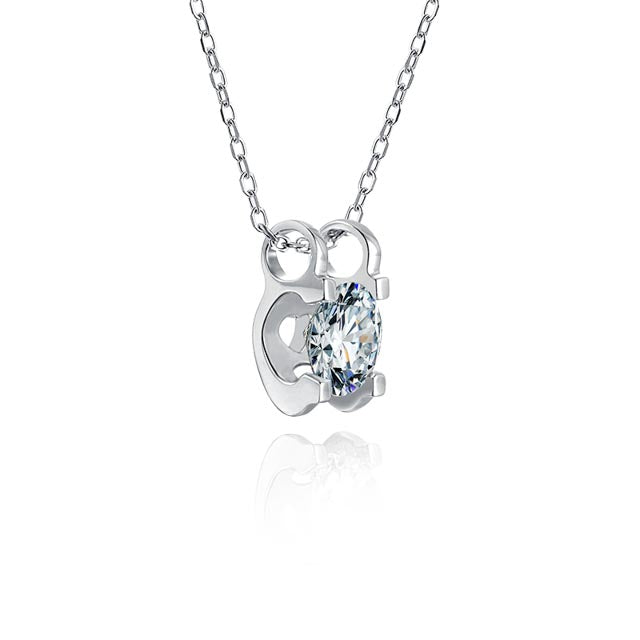 Sterling Silver ECMO4 Round 1.0ct Moissanite Hypoallergenic Necklace