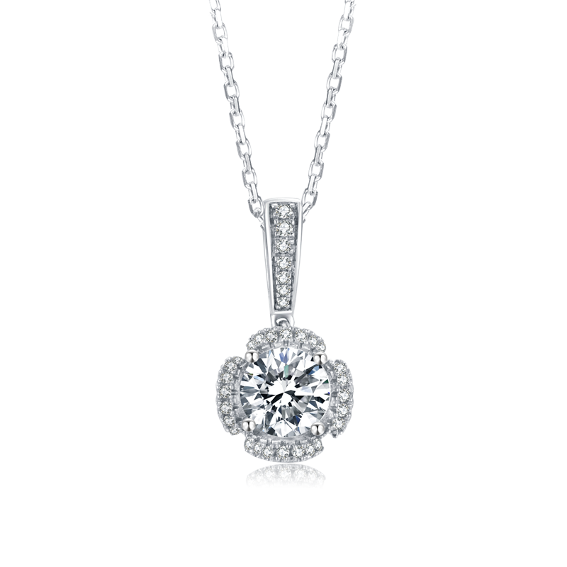 Sterling Silver ECMO35 Round 1.0ct Moissanite Hypoallergenic Necklace