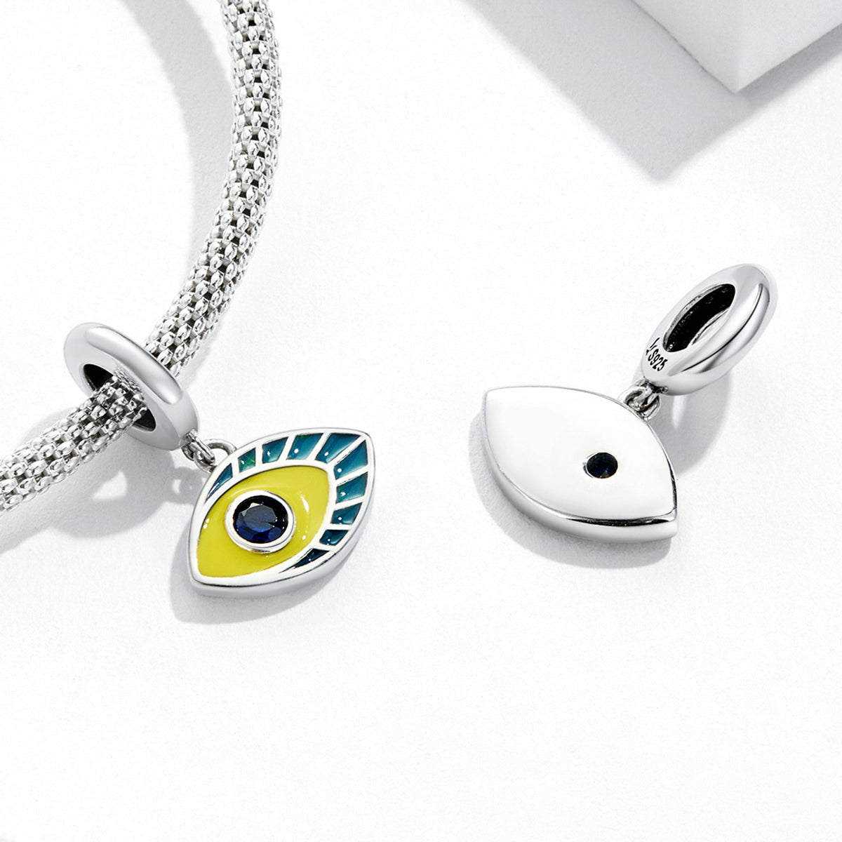 Sterling Silver Stylish Evil Eye Hypoallergenic Dangle Charm