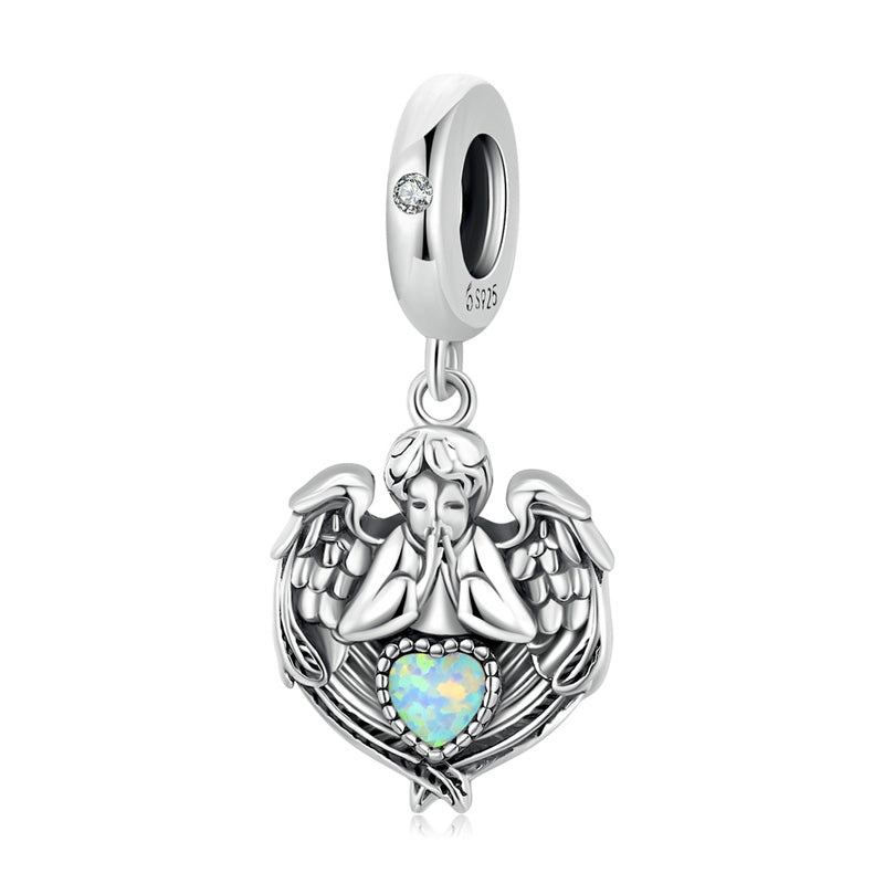 Sterling Silver Angelic Heart Hypoallergenic Dangle Charm