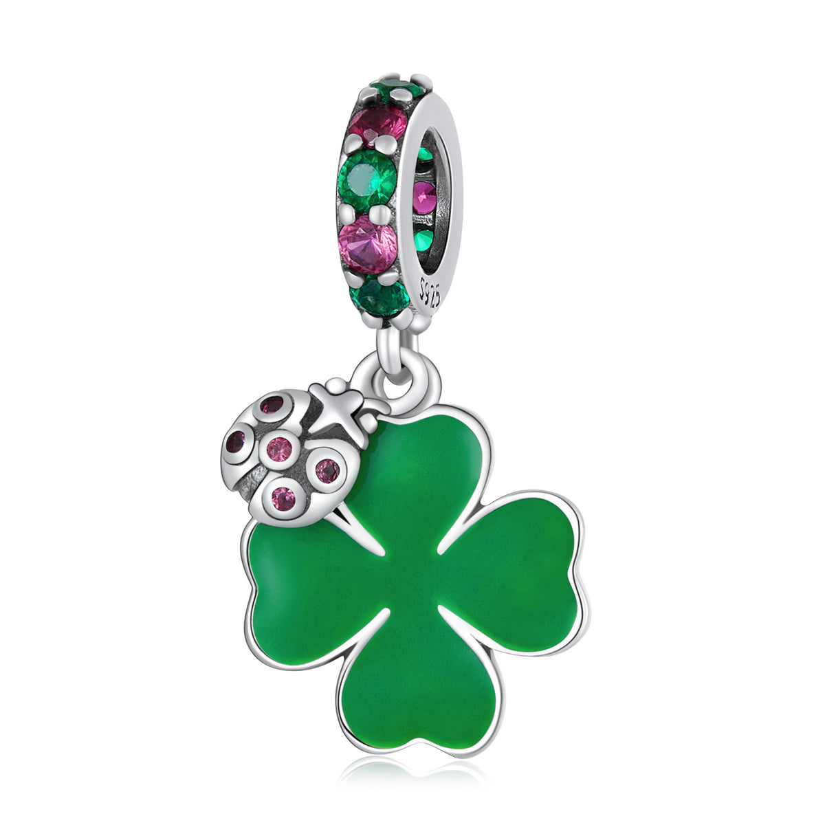 Sterling Silver Four-Leaf Clover Hypoallergenic Dangle Charm